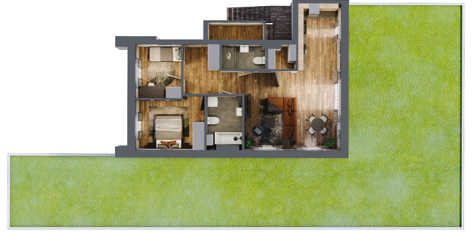 3 pokoje, mieszkanie 77,10 m², parter, oferta nr M43, Osiedle Bliskie, Domaszowice, ul. Mokra