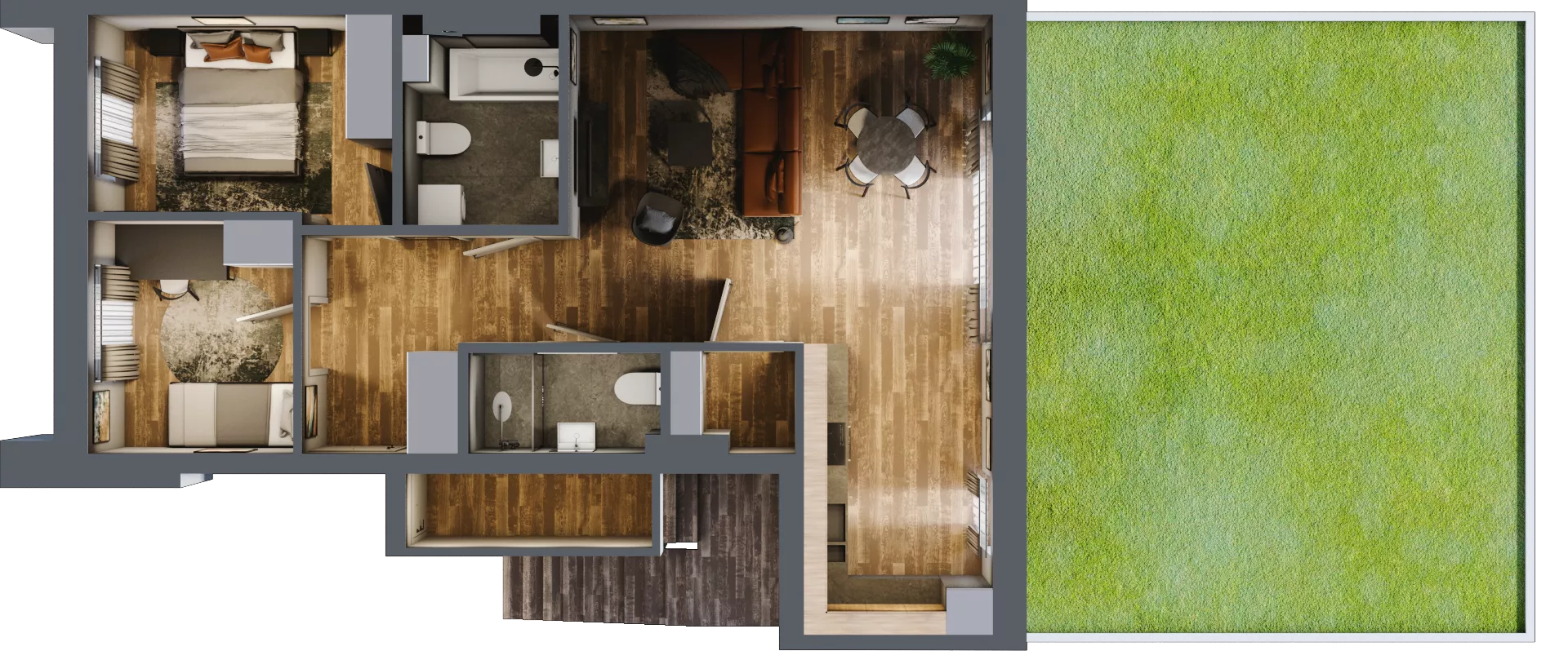 3 pokoje, mieszkanie 73,11 m², parter, oferta nr M33, Osiedle Bliskie, Domaszowice, ul. Mokra