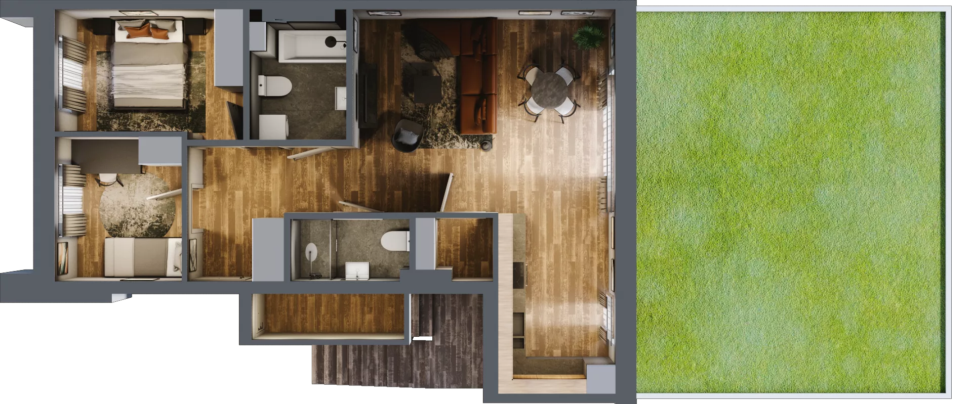 3 pokoje, mieszkanie 73,11 m², parter, oferta nr M37, Osiedle Bliskie, Domaszowice, ul. Mokra