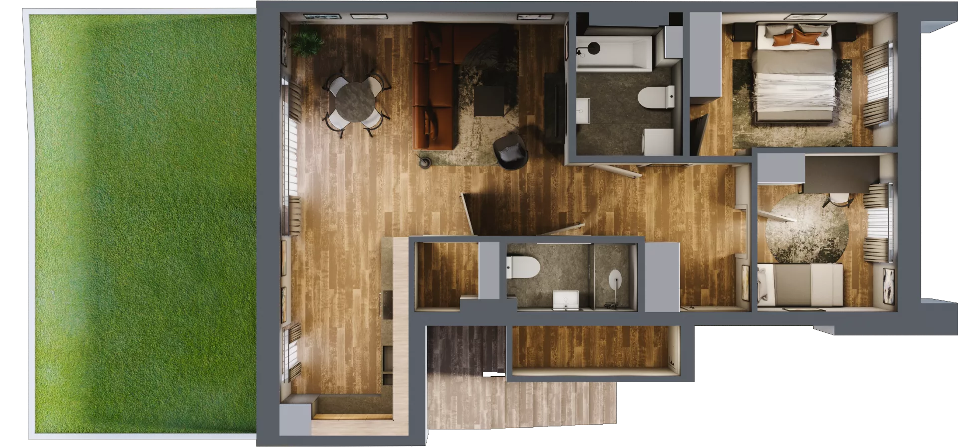 3 pokoje, mieszkanie 73,11 m², parter, oferta nr M55, Osiedle Bliskie, Domaszowice, ul. Mokra