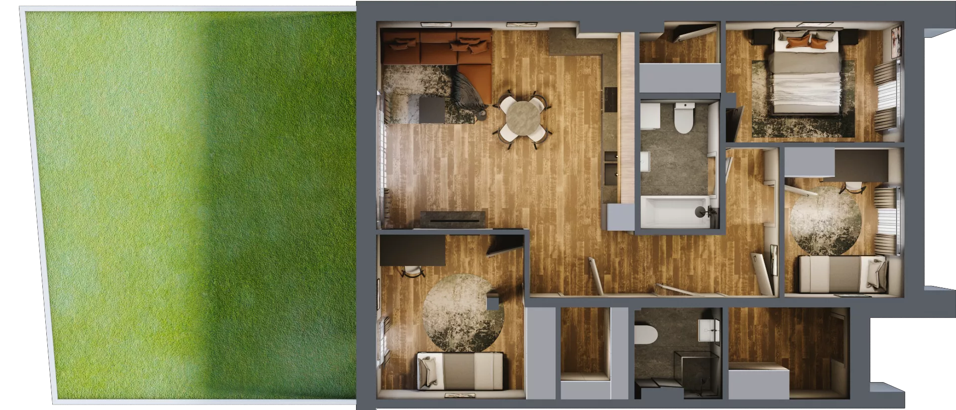4 pokoje, mieszkanie 89,13 m², parter, oferta nr M45, Osiedle Bliskie, Domaszowice, ul. Mokra