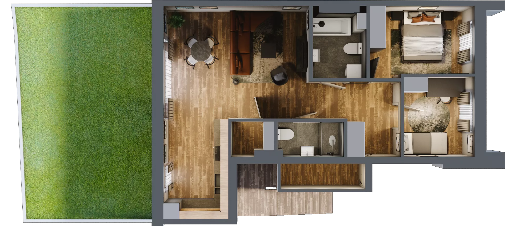3 pokoje, mieszkanie 73,11 m², parter, oferta nr M51, Osiedle Bliskie, Domaszowice, ul. Mokra