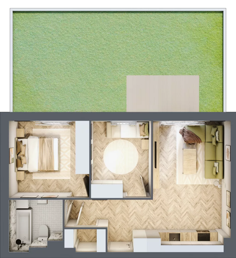 3 pokoje, mieszkanie 53,74 m², parter, oferta nr A.0.8, Vista Eco, Wrocław, Leśnica, Stabłowice, ul. Łomnicka