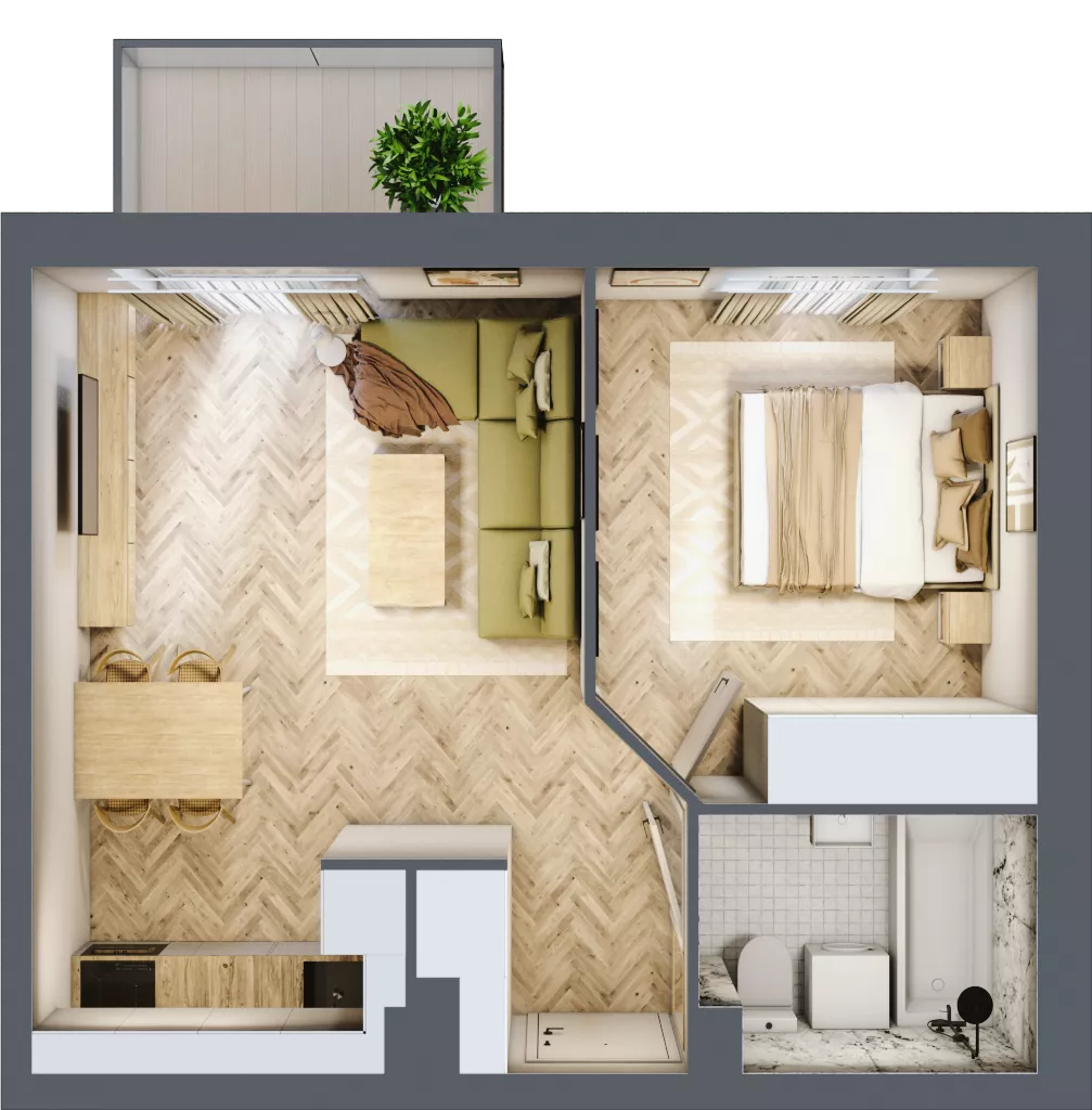 2 pokoje, mieszkanie 40,06 m², piętro 1, oferta nr A.1.7, Vista Eco, Wrocław, Leśnica, Stabłowice, ul. Łomnicka
