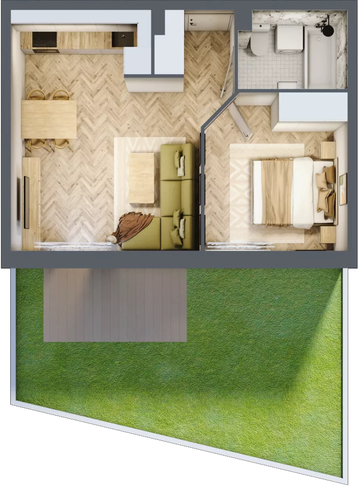 2 pokoje, mieszkanie 38,55 m², parter, oferta nr A.0.2, Vista Eco, Wrocław, Leśnica, Stabłowice, ul. Łomnicka