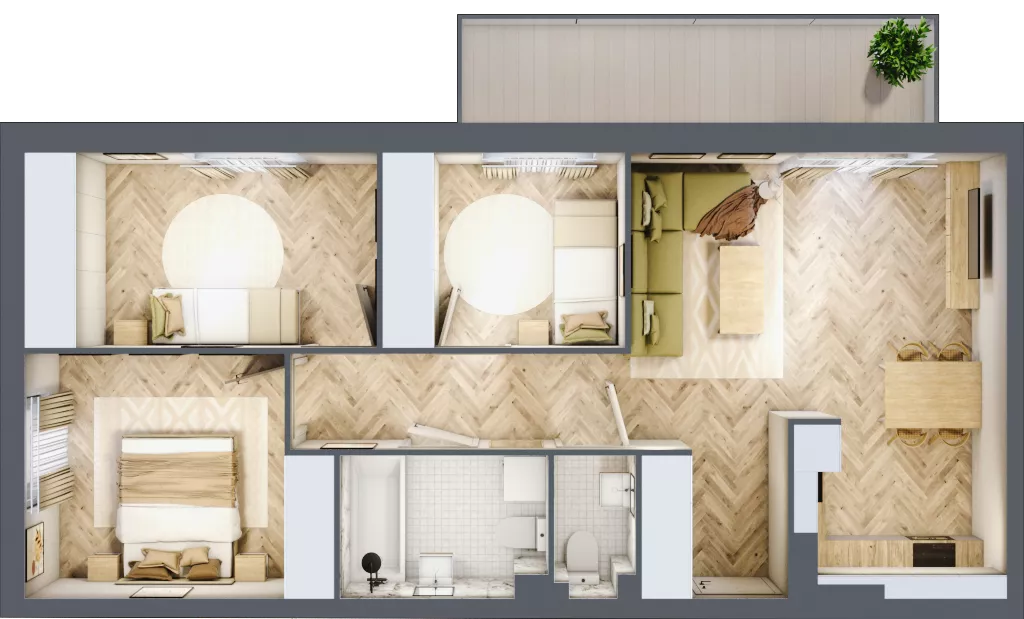 4 pokoje, mieszkanie 69,66 m², piętro 2, oferta nr A.2.4, Vista Eco, Wrocław, Leśnica, Stabłowice, ul. Łomnicka