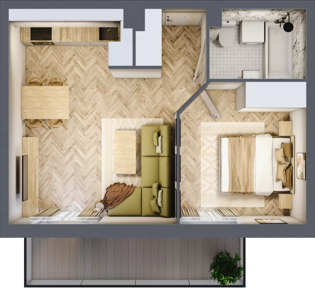 2 pokoje, mieszkanie 39,00 m², piętro 3, oferta nr A.3.2, Vista Eco, Wrocław, Leśnica, Stabłowice, ul. Łomnicka
