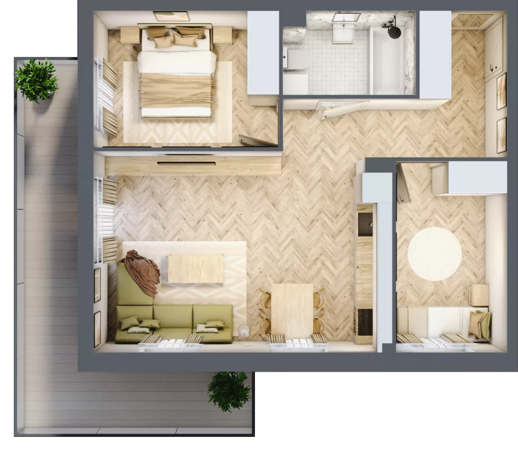 3 pokoje, mieszkanie 55,79 m², piętro 2, oferta nr A.2.3, Vista Eco, Wrocław, Leśnica, Stabłowice, ul. Łomnicka