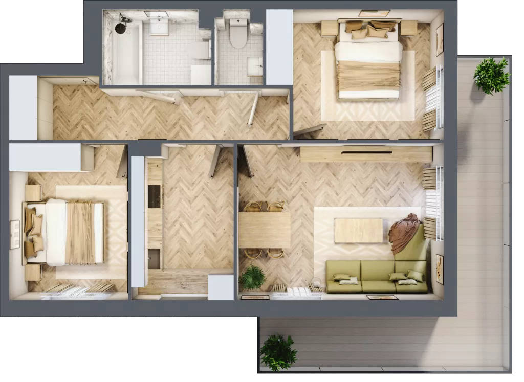 3 pokoje, mieszkanie 64,70 m², piętro 1, oferta nr A.1.10, Vista Eco, Wrocław, Leśnica, Stabłowice, ul. Łomnicka