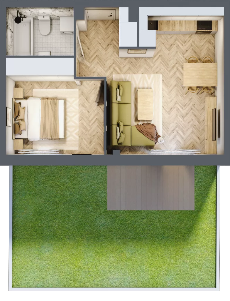 2 pokoje, mieszkanie 40,83 m², parter, oferta nr A.0.1, Vista Eco, Wrocław, Leśnica, Stabłowice, ul. Łomnicka
