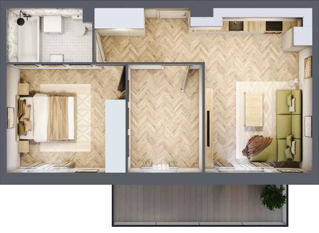 3 pokoje, mieszkanie 51,40 m², piętro 1, oferta nr A.1.1, Vista Eco, Wrocław, Leśnica, Stabłowice, ul. Łomnicka