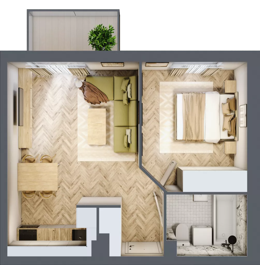 2 pokoje, mieszkanie 40,50 m², piętro 3, oferta nr A.3.7, Vista Eco, Wrocław, Leśnica, Stabłowice, ul. Łomnicka