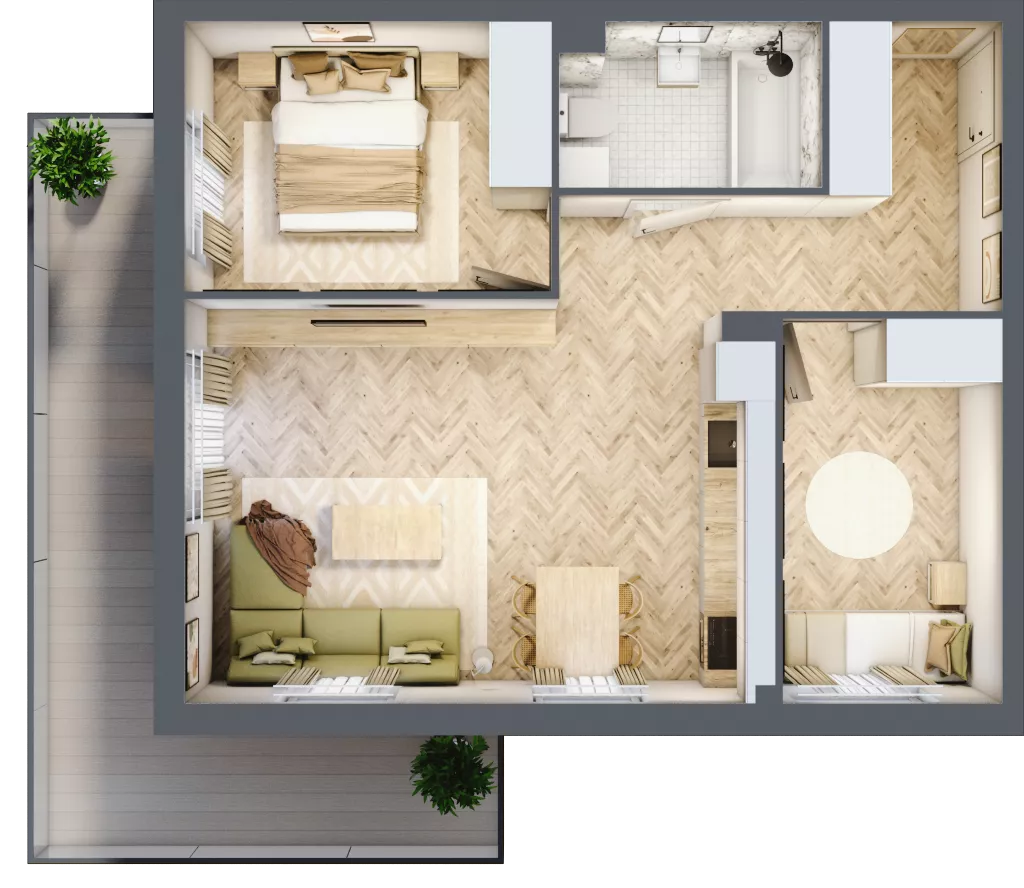 3 pokoje, mieszkanie 56,09 m², piętro 3, oferta nr A.3.3, Vista Eco, Wrocław, Leśnica, Stabłowice, ul. Łomnicka
