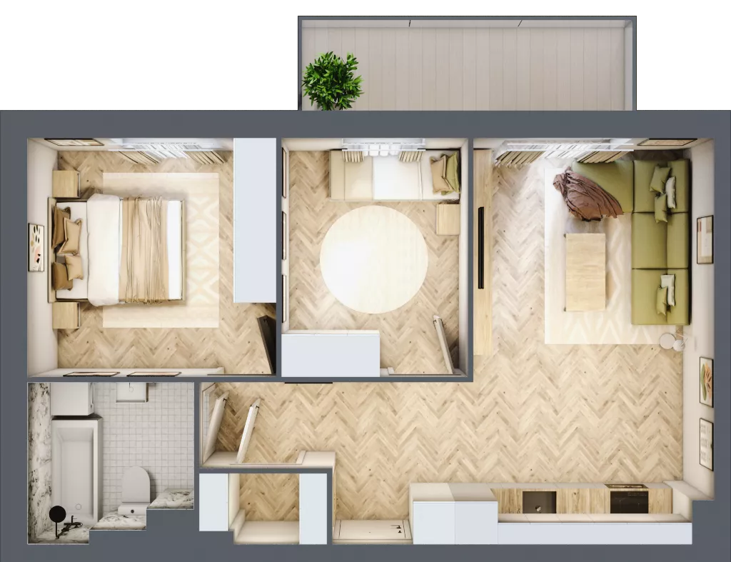 3 pokoje, mieszkanie 53,74 m², piętro 2, oferta nr A.2.8, Vista Eco, Wrocław, Leśnica, Stabłowice, ul. Łomnicka