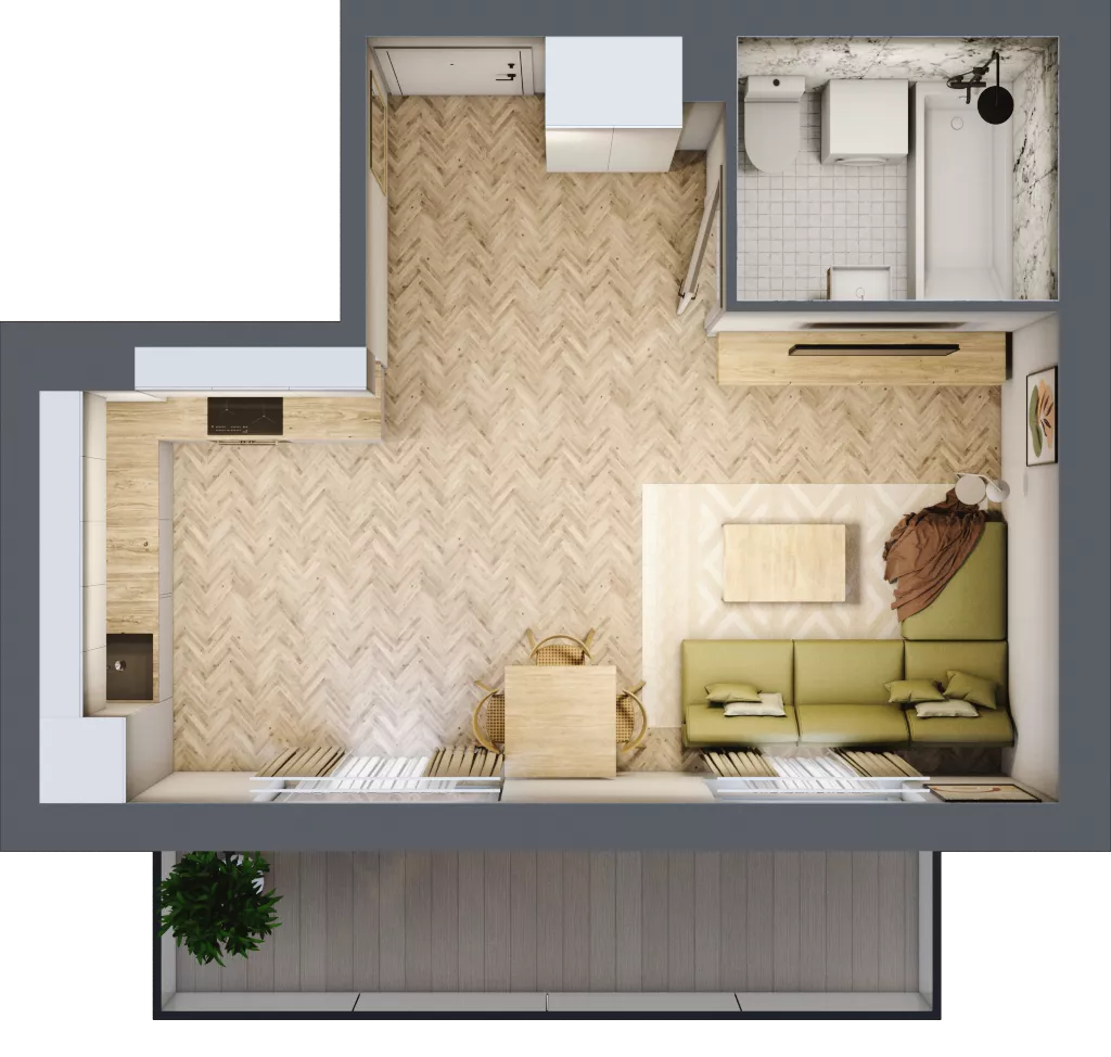 1 pokój, mieszkanie 33,20 m², piętro 3, oferta nr A.3.12, Vista Eco, Wrocław, Leśnica, Stabłowice, ul. Łomnicka