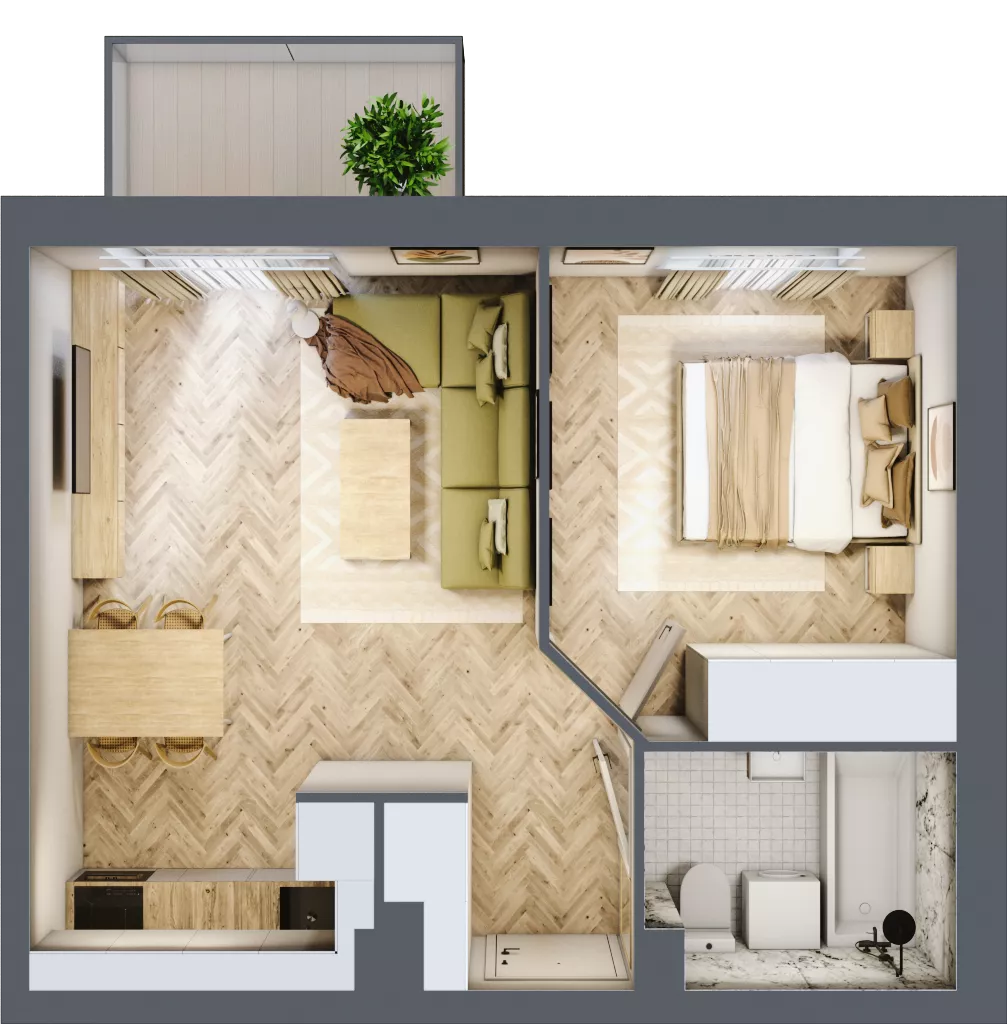 2 pokoje, mieszkanie 40,06 m², piętro 2, oferta nr A.2.7, Vista Eco, Wrocław, Leśnica, Stabłowice, ul. Łomnicka