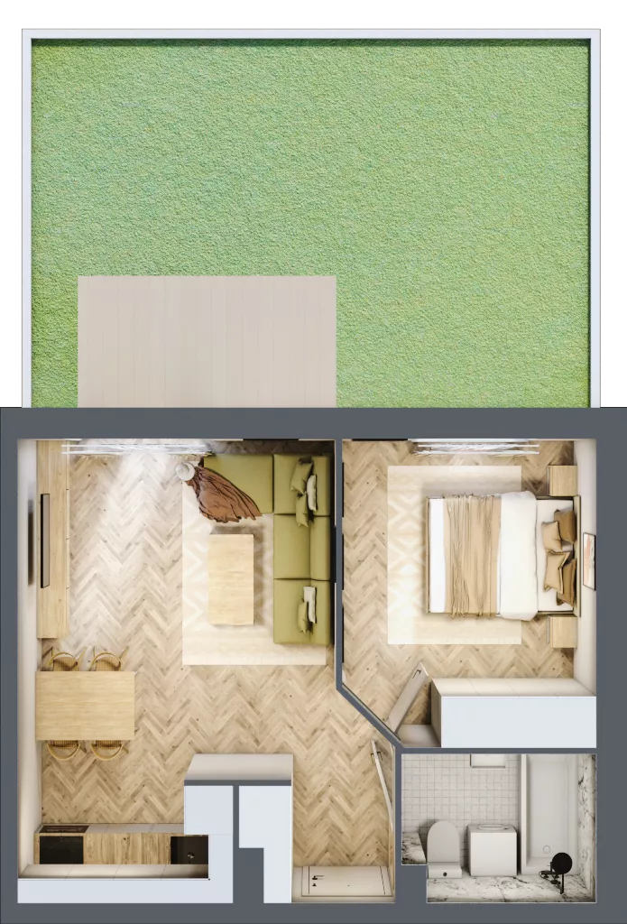 2 pokoje, mieszkanie 40,06 m², parter, oferta nr A.0.7, Vista Eco, Wrocław, Leśnica, Stabłowice, ul. Łomnicka