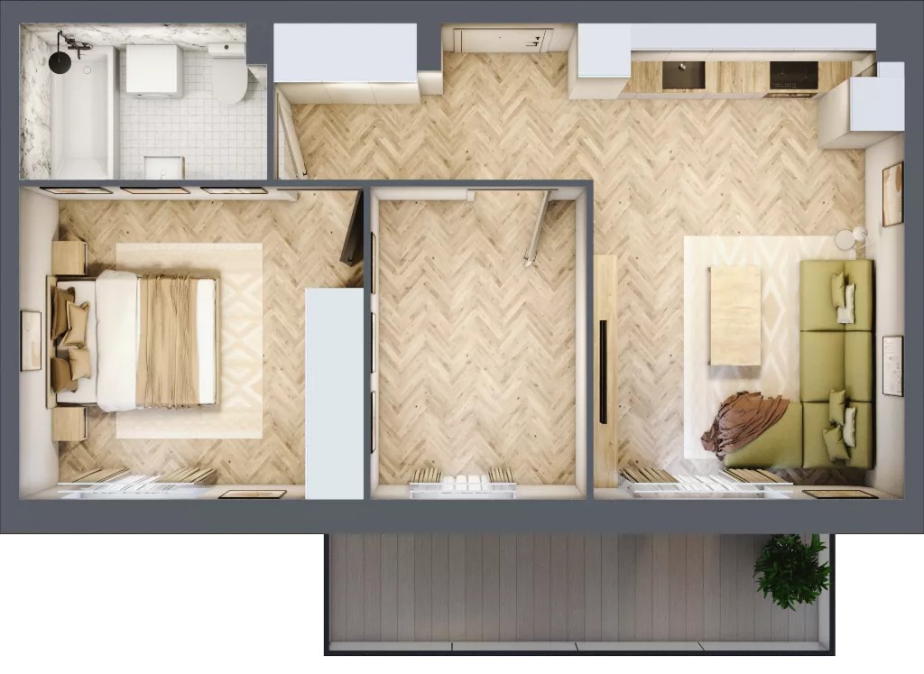 3 pokoje, mieszkanie 51,40 m², piętro 2, oferta nr A.2.1, Vista Eco, Wrocław, Leśnica, Stabłowice, ul. Łomnicka