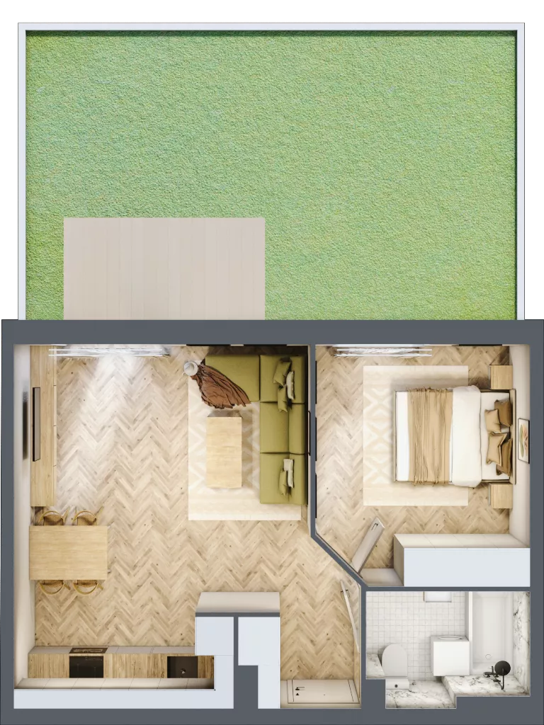 2 pokoje, mieszkanie 45,47 m², parter, oferta nr A.0.5, Vista Eco, Wrocław, Leśnica, Stabłowice, ul. Łomnicka