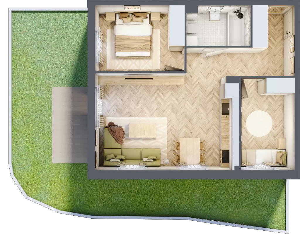 3 pokoje, mieszkanie 55,79 m², parter, oferta nr A.0.3, Vista Eco, Wrocław, Leśnica, Stabłowice, ul. Łomnicka