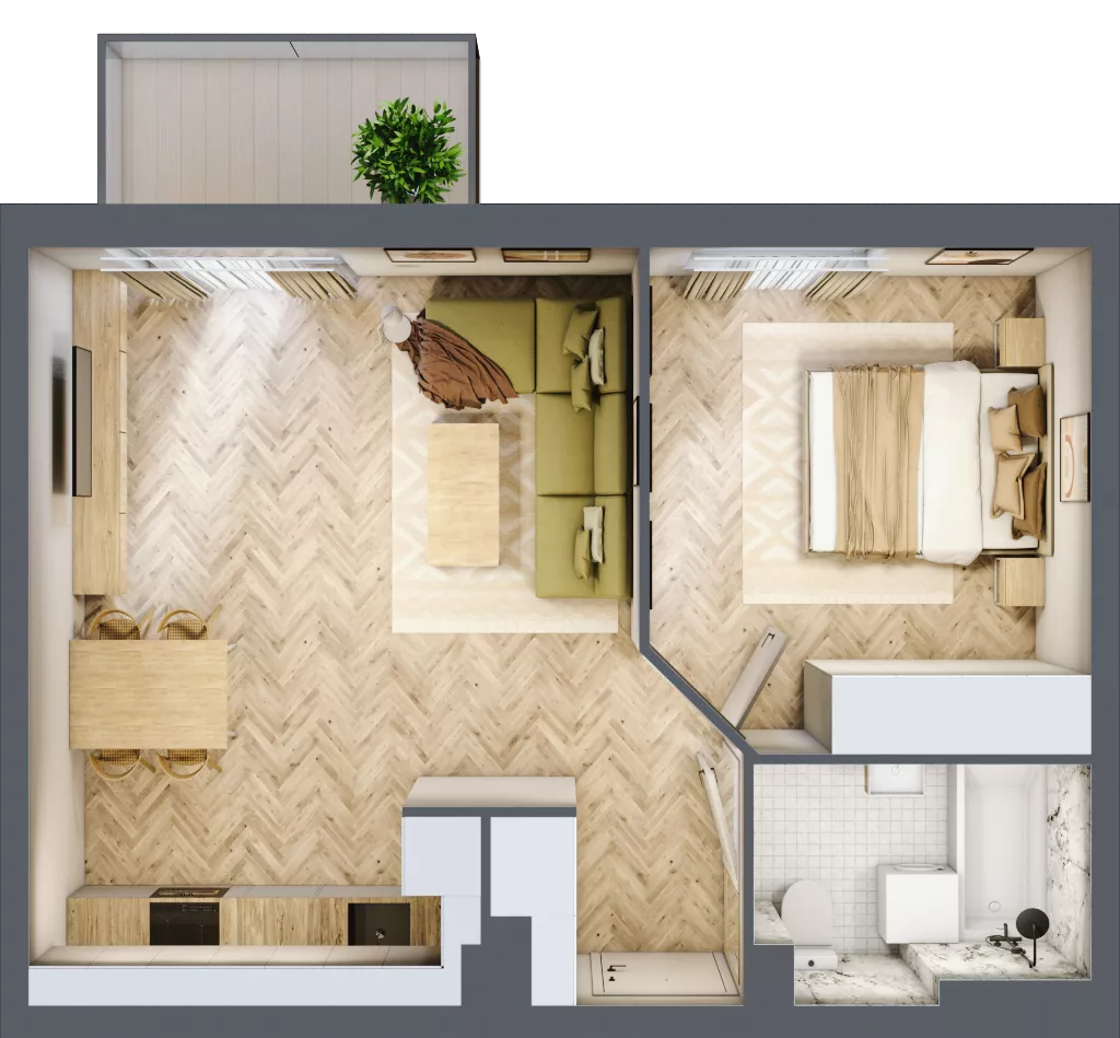 2 pokoje, mieszkanie 45,74 m², piętro 3, oferta nr A.3.5, Vista Eco, Wrocław, Leśnica, Stabłowice, ul. Łomnicka