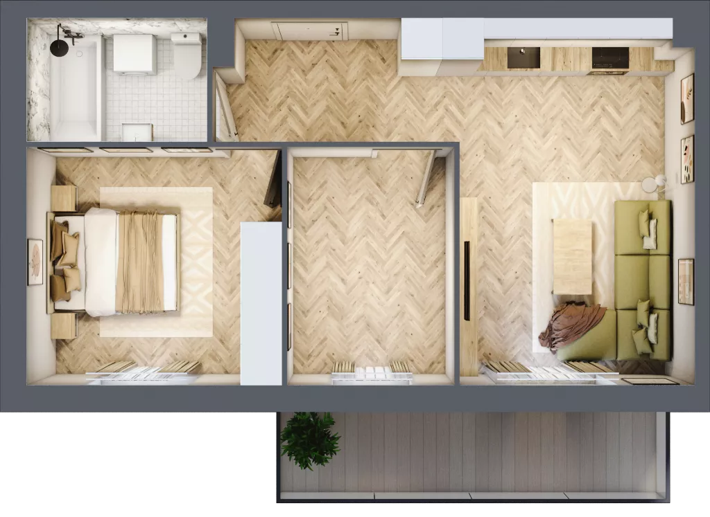 3 pokoje, mieszkanie 50,58 m², piętro 1, oferta nr A.1.11, Vista Eco, Wrocław, Leśnica, Stabłowice, ul. Łomnicka