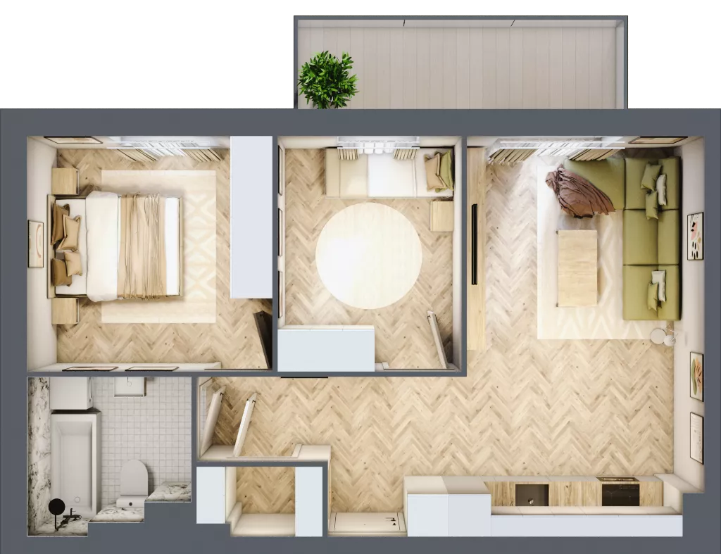 3 pokoje, mieszkanie 53,74 m², piętro 1, oferta nr A.1.8, Vista Eco, Wrocław, Leśnica, Stabłowice, ul. Łomnicka