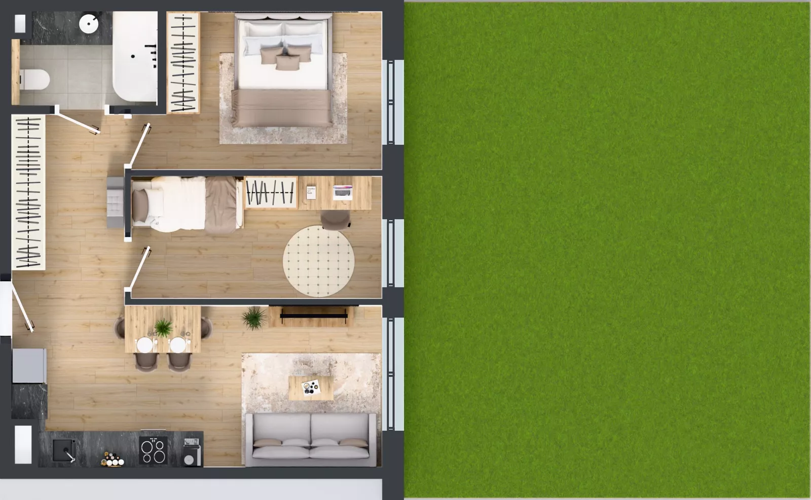 3 pokoje, mieszkanie 47,64 m², parter, oferta nr AA0001, Orneko, Warszawa, Białołęka, ul. Cieślewskich / Ornecka