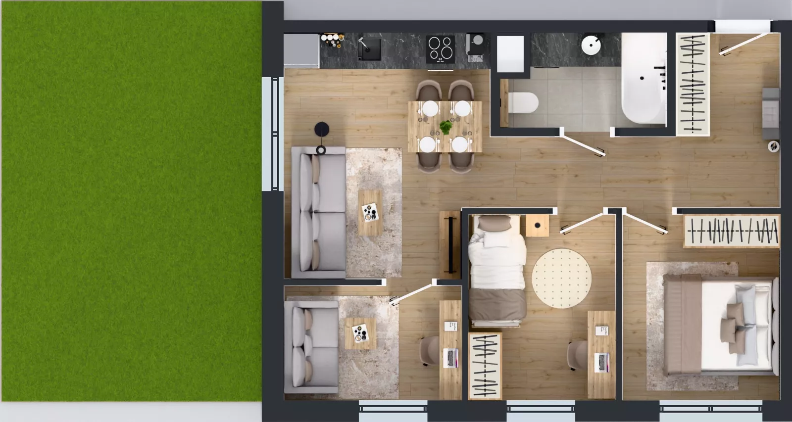 4 pokoje, mieszkanie 50,37 m², parter, oferta nr AA0004, Orneko, Warszawa, Białołęka, ul. Cieślewskich / Ornecka