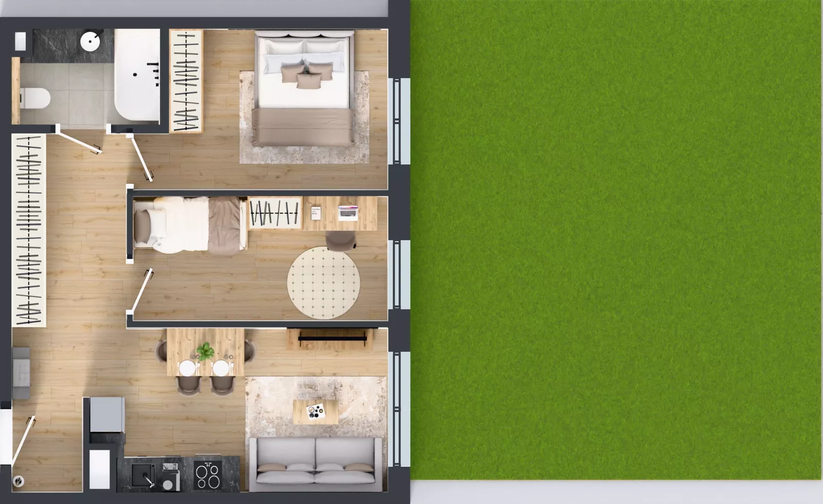 3 pokoje, mieszkanie 47,46 m², parter, oferta nr AA0011, Orneko, Warszawa, Białołęka, ul. Cieślewskich / Ornecka