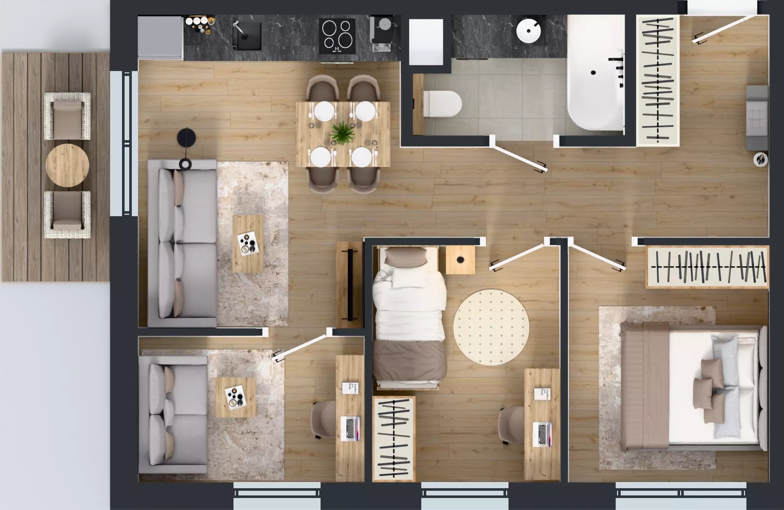 4 pokoje, mieszkanie 50,37 m², piętro 2, oferta nr AA0228, Orneko, Warszawa, Białołęka, ul. Cieślewskich / Ornecka