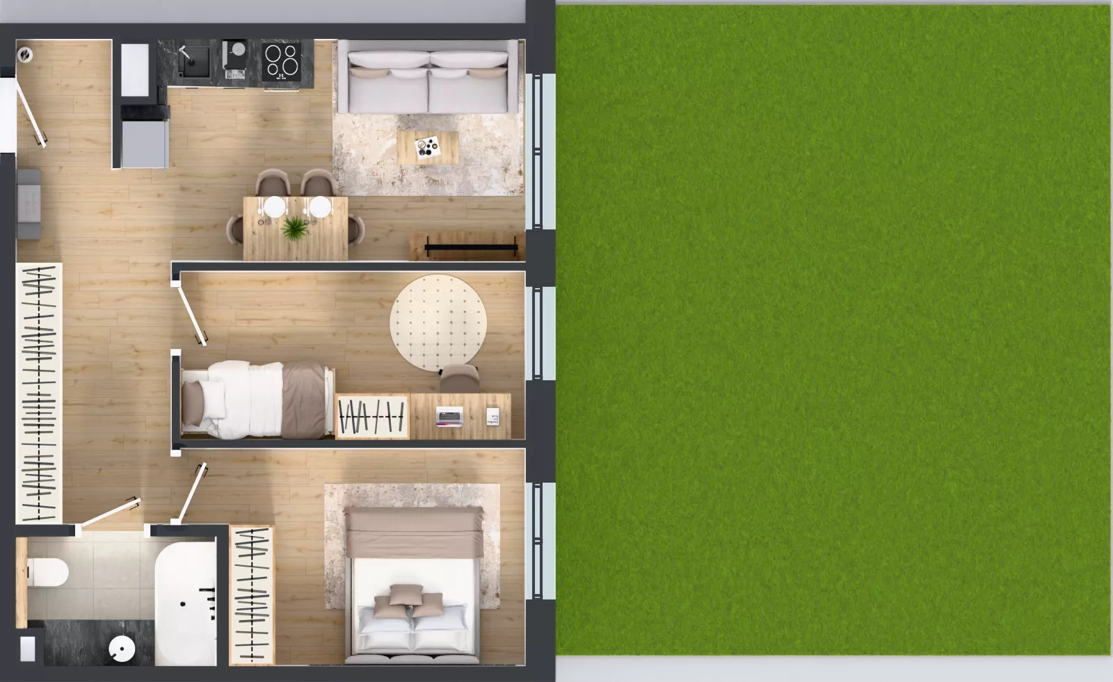 3 pokoje, mieszkanie 47,46 m², parter, oferta nr AB0063, Orneko, Warszawa, Białołęka, ul. Cieślewskich / Ornecka