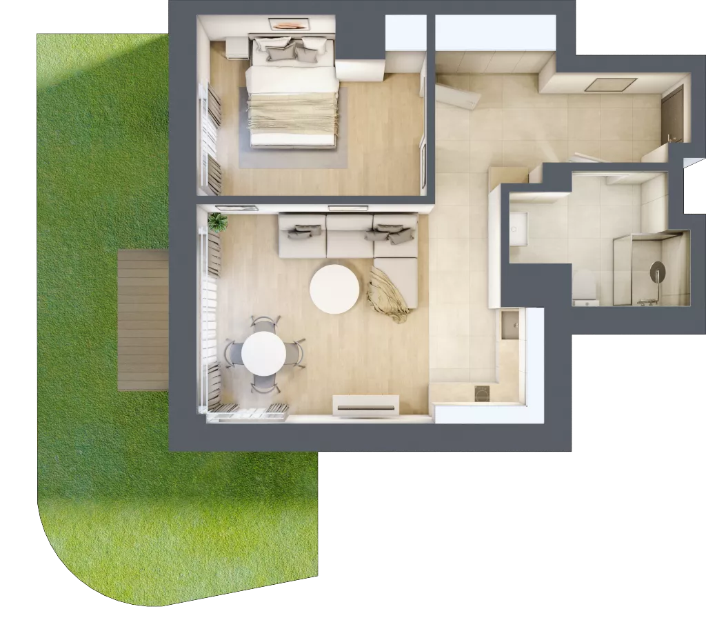 2 pokoje, lokal inwestycyjny 46,16 m², parter, oferta nr A1.09, Aquamarina 3, Międzyzdroje, ul. Gryfa Pomorskiego 80 b
