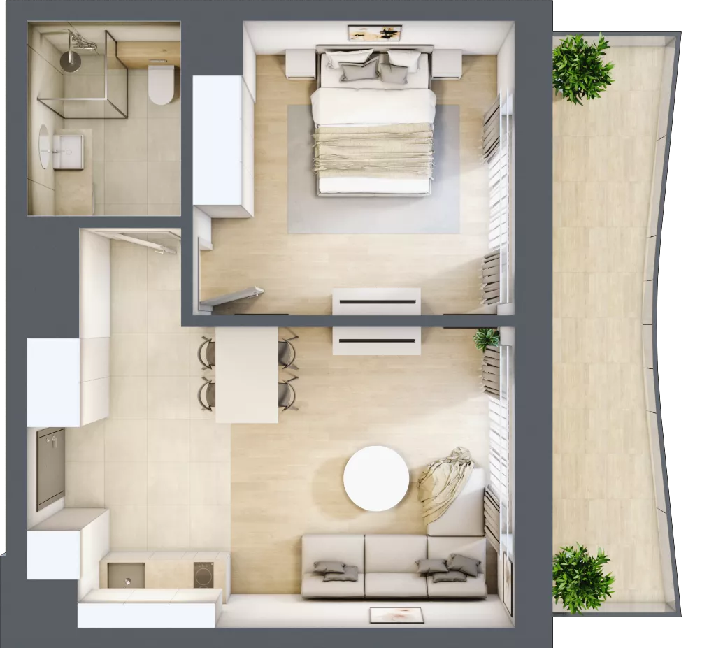 2 pokoje, lokal inwestycyjny 42,41 m², piętro 1, oferta nr B2.07, Aquamarina 3, Międzyzdroje, ul. Gryfa Pomorskiego 80 b