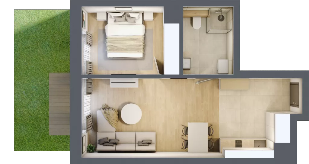2 pokoje, lokal inwestycyjny 42,23 m², parter, oferta nr C1.06, Aquamarina 3, Międzyzdroje, ul. Gryfa Pomorskiego 80 b