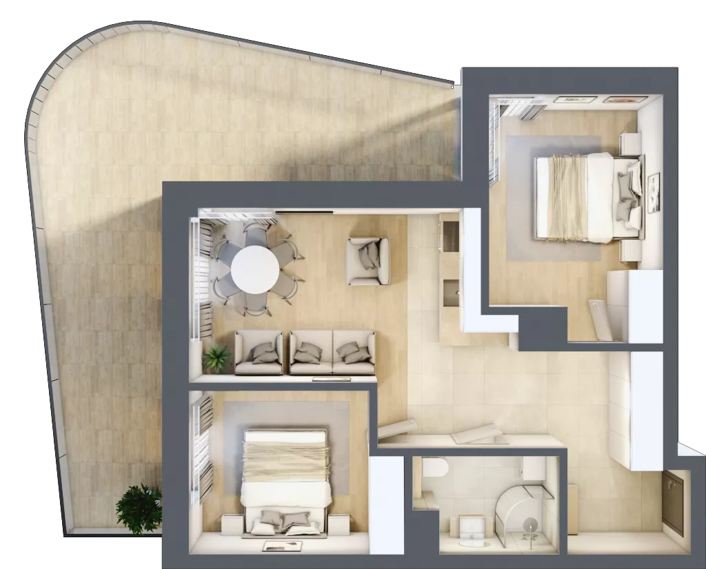 3 pokoje, lokal inwestycyjny 53,98 m², piętro 1, oferta nr C2.04, Aquamarina 3, Międzyzdroje, ul. Gryfa Pomorskiego 80 b