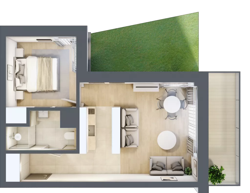2 pokoje, lokal inwestycyjny 40,09 m², parter, oferta nr D1.09, Aquamarina 3, Międzyzdroje, ul. Gryfa Pomorskiego 80 b