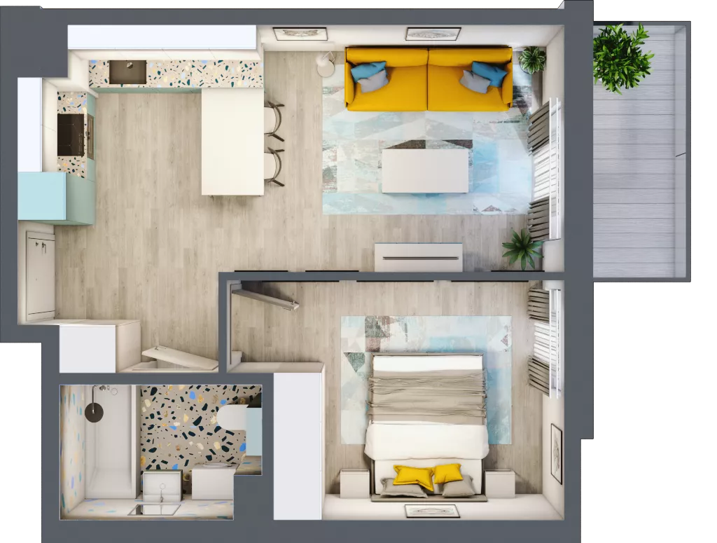 2 pokoje, mieszkanie 39,56 m², piętro 6, oferta nr 06.MB54, Artepolis, Łódź, Polesie, Stare Polesie, ul. Kasprzaka 1