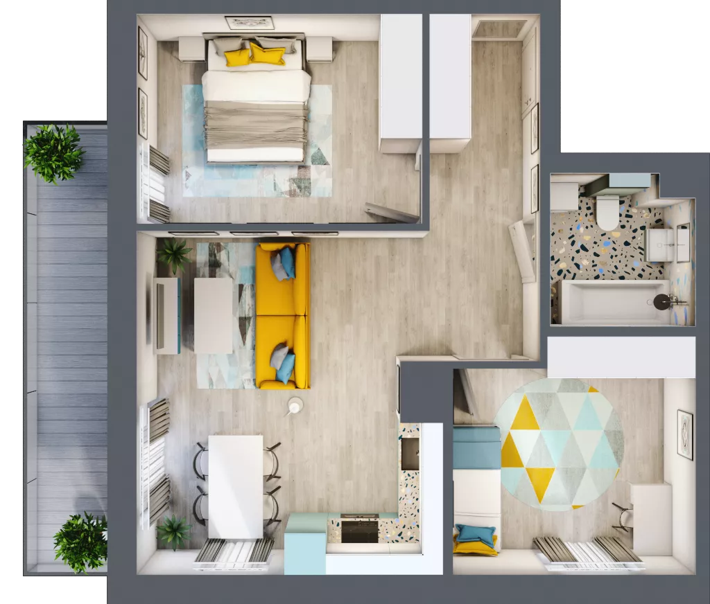 3 pokoje, mieszkanie 57,90 m², piętro 3, oferta nr 03.MB21, Artepolis, Łódź, Polesie, Stare Polesie, ul. Kasprzaka 1