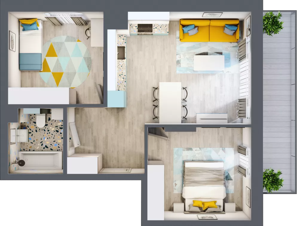 3 pokoje, mieszkanie 55,03 m², piętro 1, oferta nr 01.MB69, Artepolis, Łódź, Polesie, Stare Polesie, ul. Kasprzaka 1