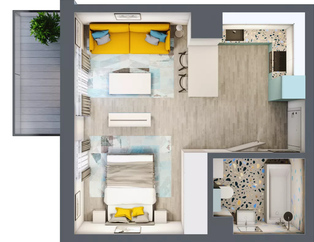 1 pokój, mieszkanie 32,81 m², piętro 6, oferta nr 06.MB51, Artepolis, Łódź, Polesie, Stare Polesie, ul. Kasprzaka 1