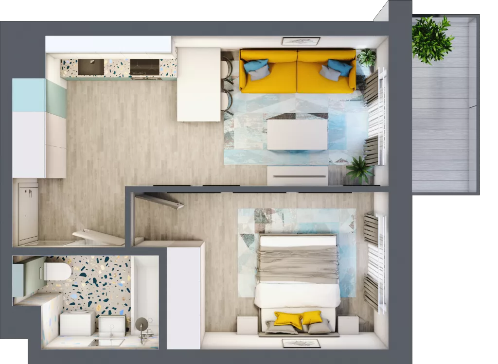 2 pokoje, mieszkanie 36,49 m², piętro 3, oferta nr 03.MB26, Artepolis, Łódź, Polesie, Stare Polesie, ul. Kasprzaka 1