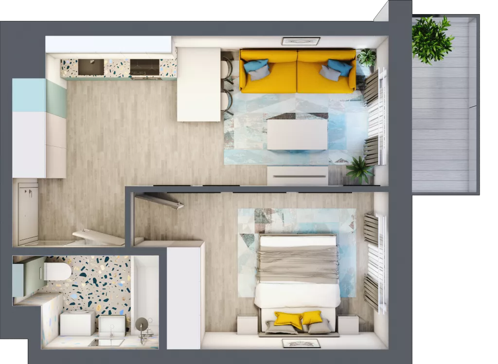 2 pokoje, mieszkanie 36,49 m², piętro 2, oferta nr 02.MB17, Artepolis, Łódź, Polesie, Stare Polesie, ul. Kasprzaka 1