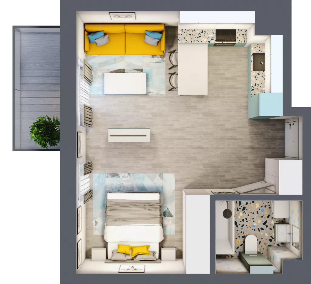 1 pokój, mieszkanie 37,30 m², piętro 1, oferta nr 01.MB74, Artepolis, Łódź, Polesie, Stare Polesie, ul. Kasprzaka 1