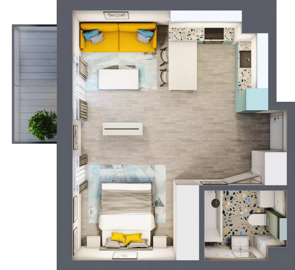 1 pokój, mieszkanie 37,30 m², piętro 5, oferta nr 05.MB98, Artepolis, Łódź, Polesie, Stare Polesie, ul. Kasprzaka 1