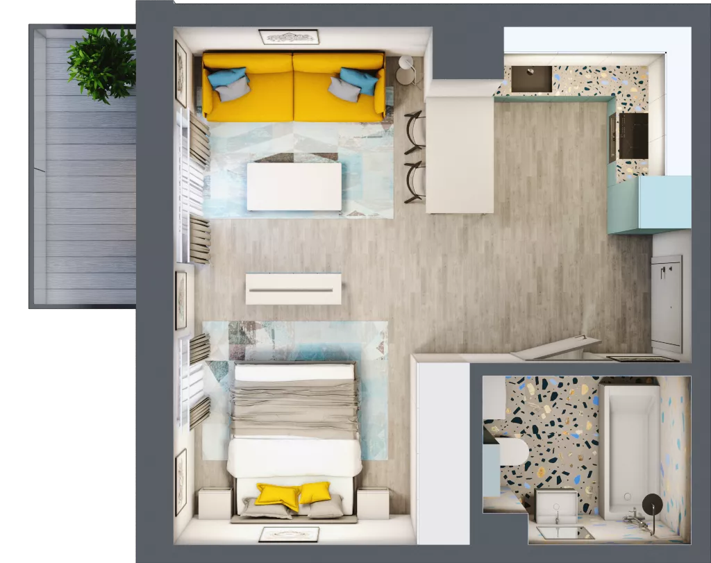 1 pokój, mieszkanie 33,70 m², piętro 5, oferta nr 05.MB41, Artepolis, Łódź, Polesie, Stare Polesie, ul. Kasprzaka 1