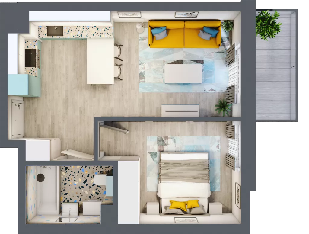 2 pokoje, mieszkanie 39,19 m², piętro 5, oferta nr 05.MB45, Artepolis, Łódź, Polesie, Stare Polesie, ul. Kasprzaka 1