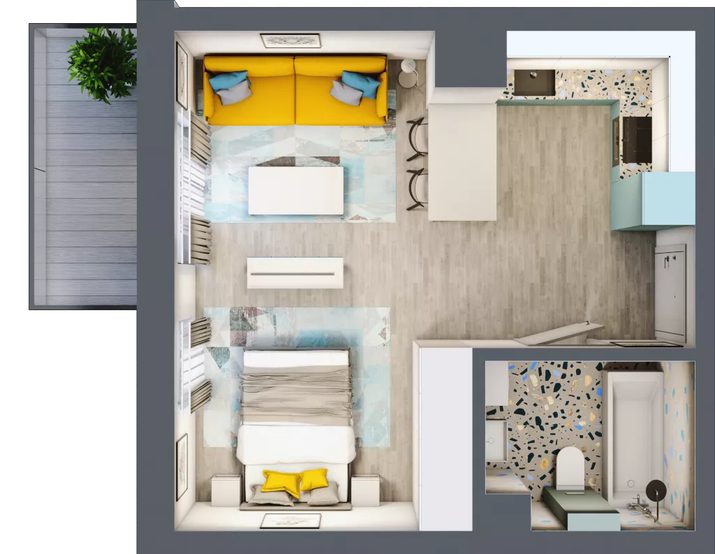 1 pokój, mieszkanie 32,21 m², piętro 1, oferta nr 01.MB06, Artepolis, Łódź, Polesie, Stare Polesie, ul. Kasprzaka 1