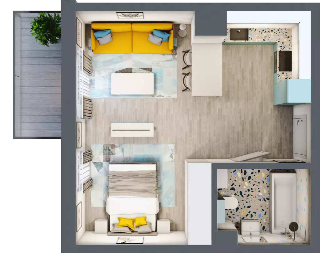 1 pokój, mieszkanie 34,15 m², piętro 7, oferta nr 07.MB57, Artepolis, Łódź, Polesie, Stare Polesie, ul. Kasprzaka 1