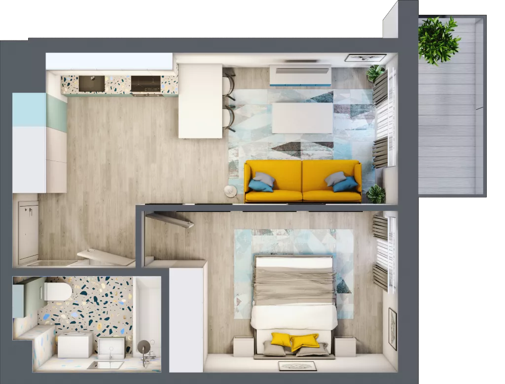 2 pokoje, mieszkanie 37,89 m², piętro 6, oferta nr 06.MB102, Artepolis, Łódź, Polesie, Stare Polesie, ul. Kasprzaka 1